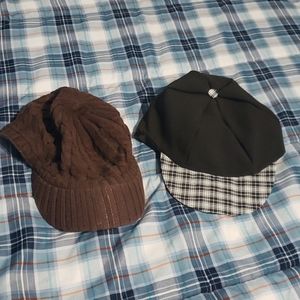 Boys Hats lot of 2 hat brown knit black 2T